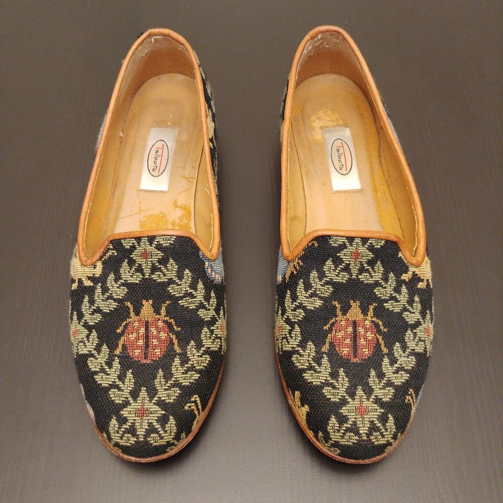 Vintage VTG Talbots Lady Bug Needlepoint Loafers